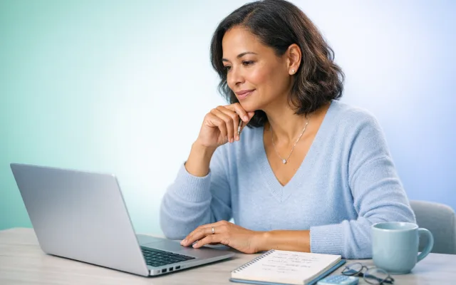 Abstract blue and teal shapes with cost estimation elements and soft gradients