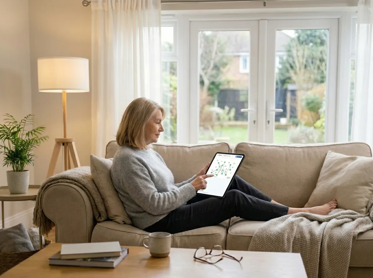 Woman taking cognitive test on iPad